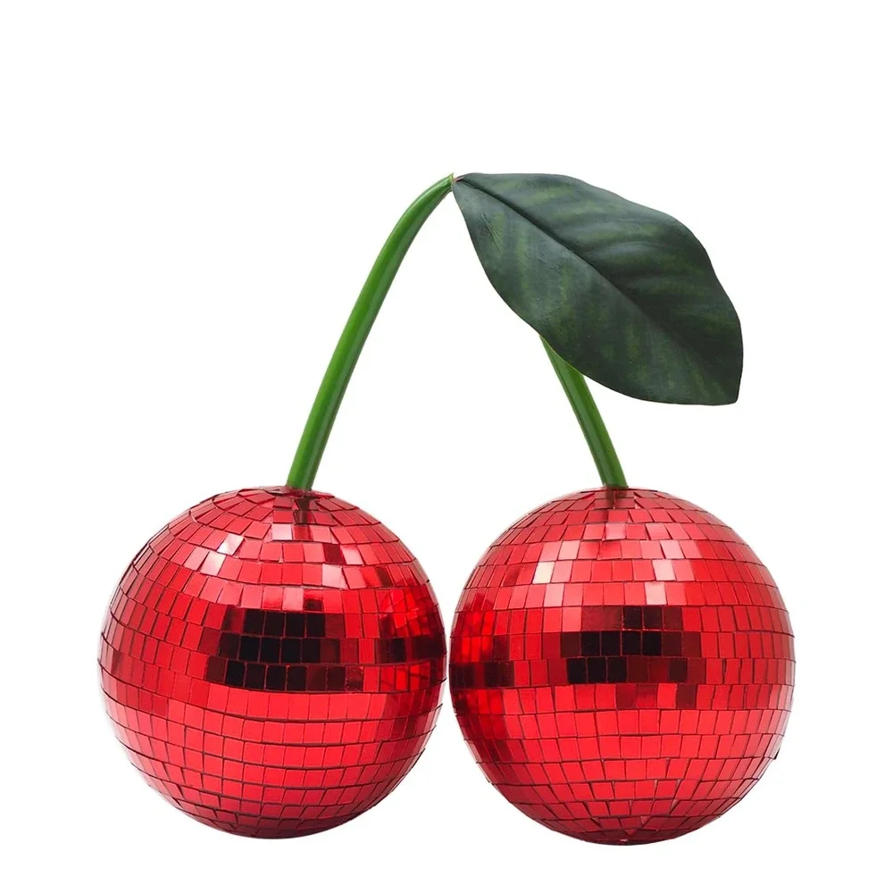 NWT Red Cherry Disco Mirror Ball Hanging Decor DJ Party Retro Y2K 5.9